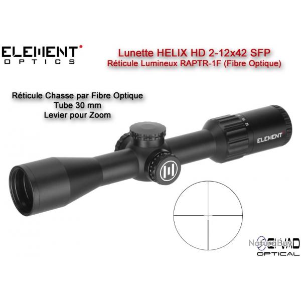 Lunette Chasse Element Optics HELIX HD Compact 2-12x42 SFP - Rticule Lumineux RAPTR-1F