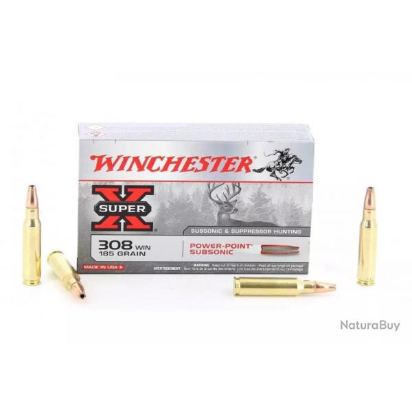 20 munitions Winchester Power Point 308W 185GR Subsonic