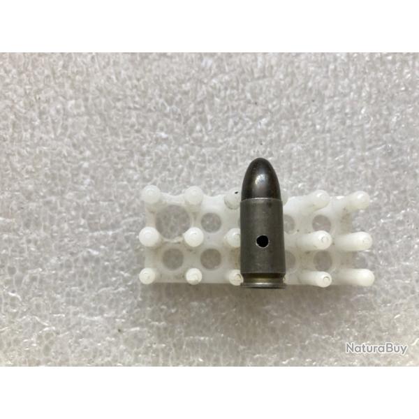 Cartouche 9mm Luger oxo.42, tui acier laqu gris, ogive noire (M 65.r)