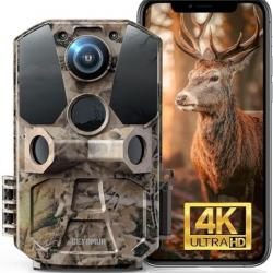 Camera de Chasse 4K 40MP WiFi Bluetooth avec Vision Nocturne Détection de Mouvement à 120° IP66