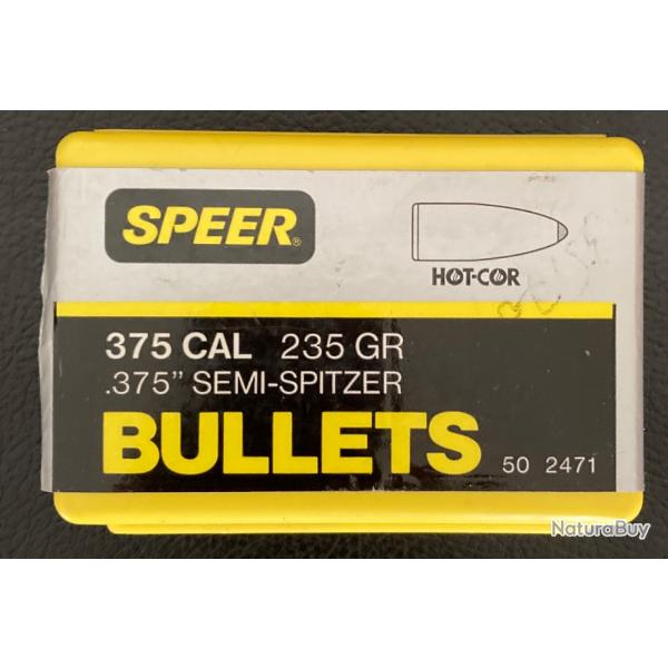 Bote contenant 33 ogives neuves SPEER calibre 375 " de 235 grains HOT-COR 2471.