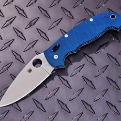 Couteau Spyderco Manix 2 XL Lame Acier CPM SPY27 Manche G10 Bleu Ball Bearing USA SC95GPCBL2