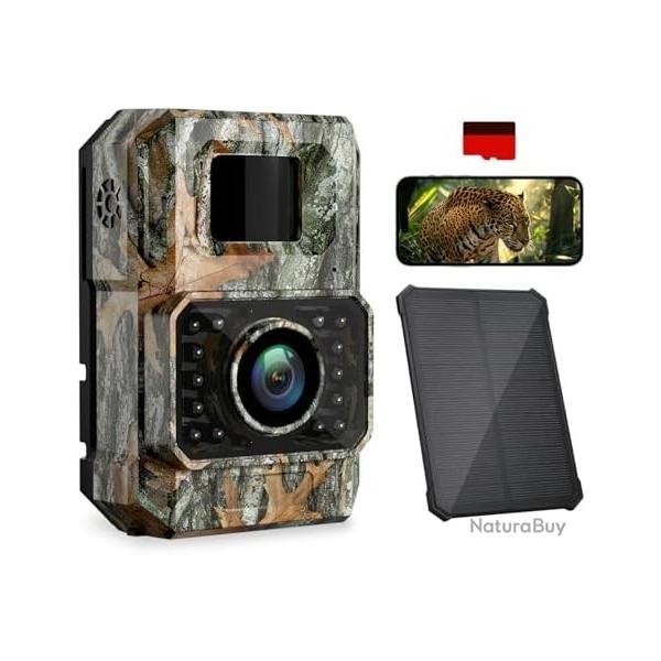 Camra de chasse avec panneau solaire + Batterie intgre de 2000MAH LED 850nm + carte 32GB