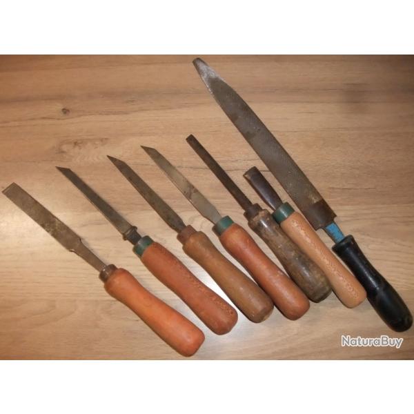 Lot de 6 ciseaux  bois avec 1 lime ( rpe )  bois