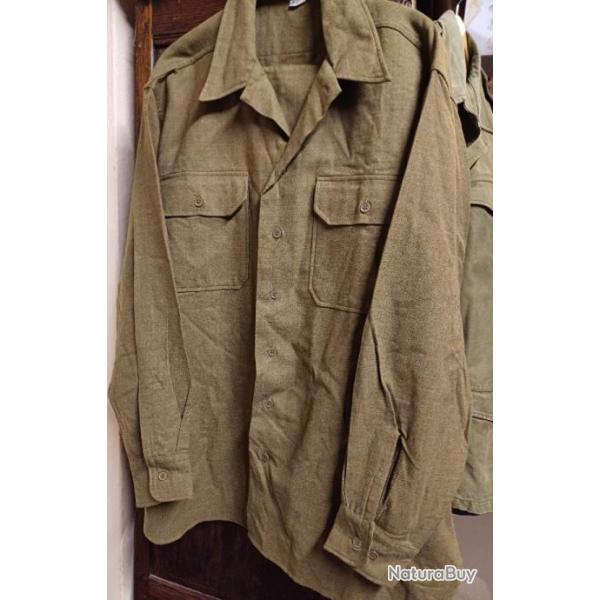 Authentique ancienne chemise US moutarde 17x35 - GI - WW2 - 1943 - tat neuf