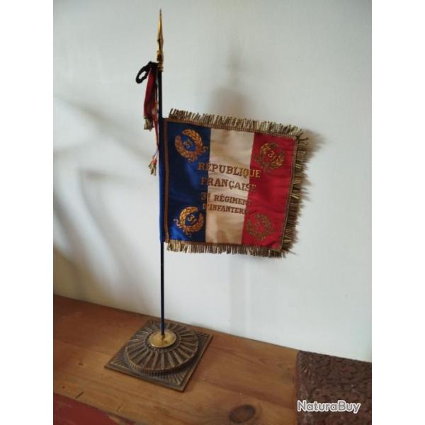 fanion drapeau militaire du 3 me rgiment d infanterie sur socle laiton ou bronze