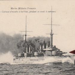 CPA -Marine Militaire Française -VOLTAIRE-Cuirasse  d'escadre a turbines , pendant ses essais N°746