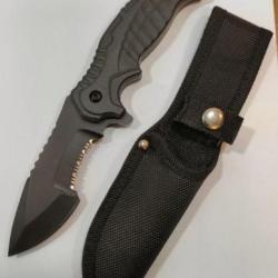 COUTEAU DE COMBAT NOIR FULL TANG AVEC ETUI