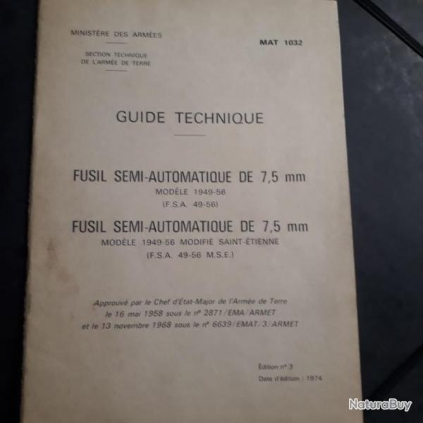 document technique original  MAT 1032 sur les  FSA 49-56 et MSE