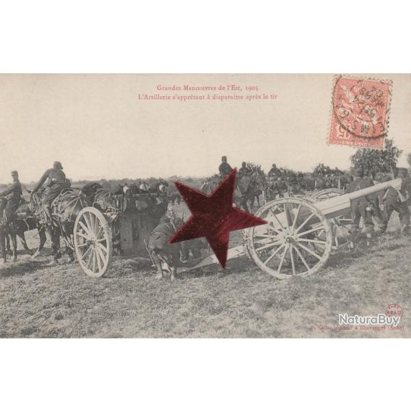 CPA -Grandes Manoeuvres Est 1905 Artillerie s'apprtant disparatre Tir  N019