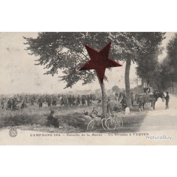 CPA -Guerre 14/18, Soldats Poilus Bivouac de Cyclistes, Bataille Marne N015
