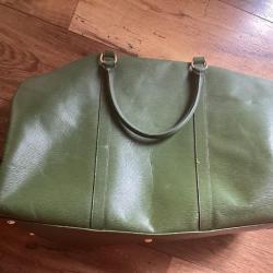 Sac de voyage cuir vert Gastinne Renette 52x28cm