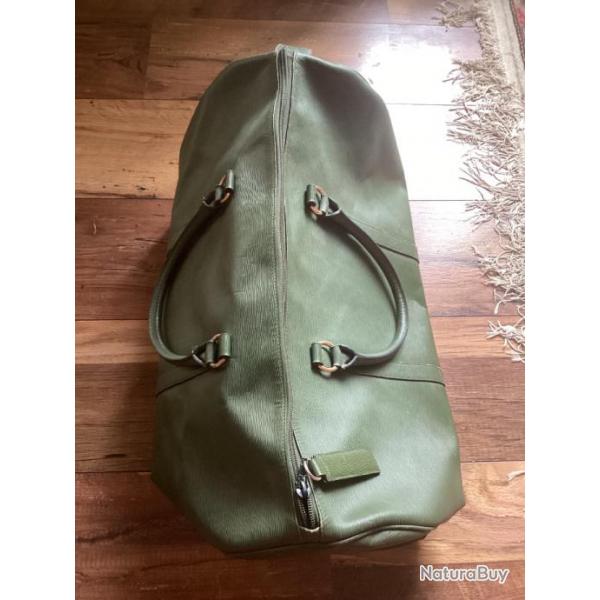 Sac de voyage cuir vert Gastinne Renette 52x28cm