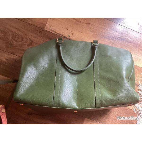 Sac de voyage cuir vert Gastinne Renette 52x28cm