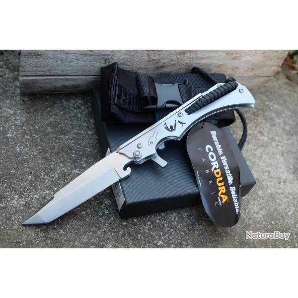 Couteau Wildsteer WX Paracorde Lame Tanto Acier X46Cr13 WX Lock Made In France Etui Cordura WX0113