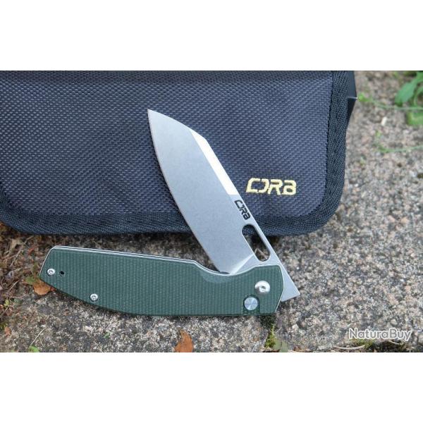 Couteau CJRB Ekko Green Lame Sheepsfoot Acier AR-RPM9 Manche Micarta IKBS Button Lock Clip J1929-MGN