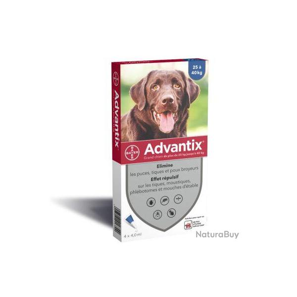 ADVANTIX GRAND CHIEN X4 PIPETTES +25KGS