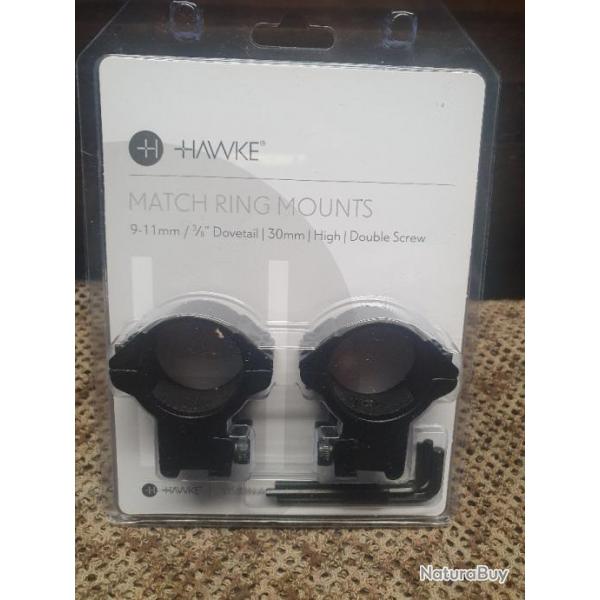 collliers HAWKE srie MATCH RING de 30 mm pour rail de 11 mm  hauteur :HIGH