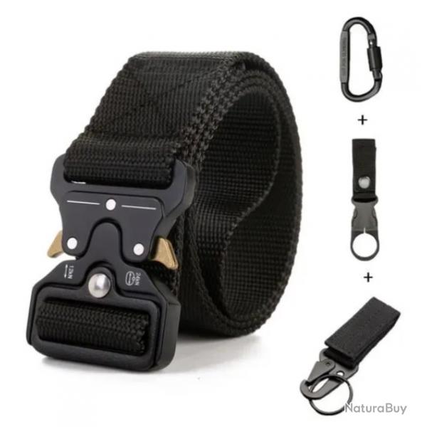 Ceinture Tactique Militaire Nylon Rglable Boucle Mtallique Dgagement Rapide 3.8 cm Largeur Noir