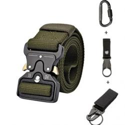 Ceinture Tactique Militaire Nylon Réglable Boucle Métallique Dégagement Rapide 3.8 cm Largeur Vert