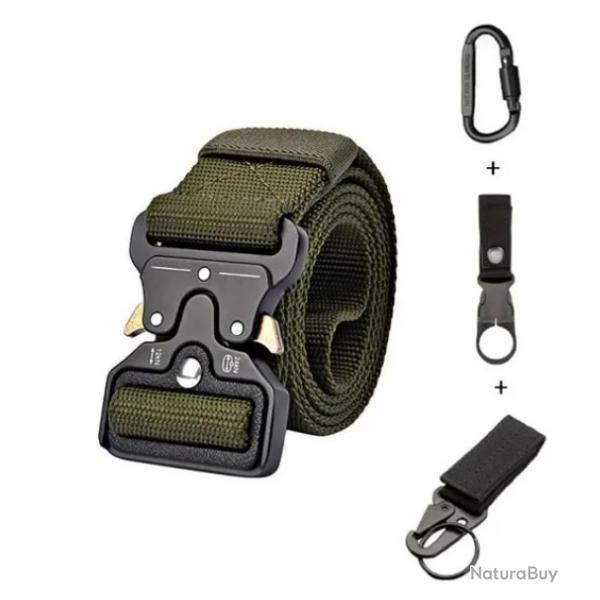 Ceinture Tactique Militaire Nylon Rglable Boucle Mtallique Dgagement Rapide 3.8 cm Largeur Vert