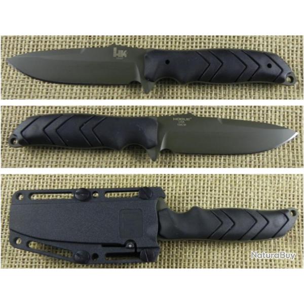 Couteau Heckler & Koch Fray Lame Acier 154CM Manche Caoutchouc Etui Kydex Made USA HK55251