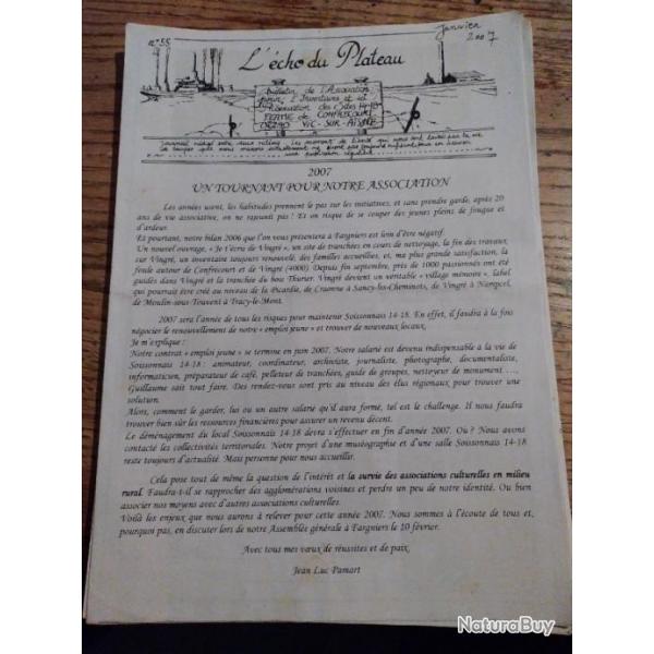 L'cho du plateau Bulletin de l'Association pour l'inventaire et la prservation des sites 14-18