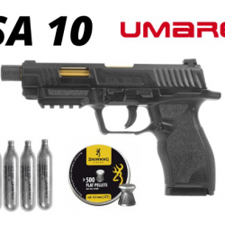 Pack Pistolet à plombs diabolos CO2 Umarex SA10 4,5 mm  CO2 + Sparclettes ! PROMO