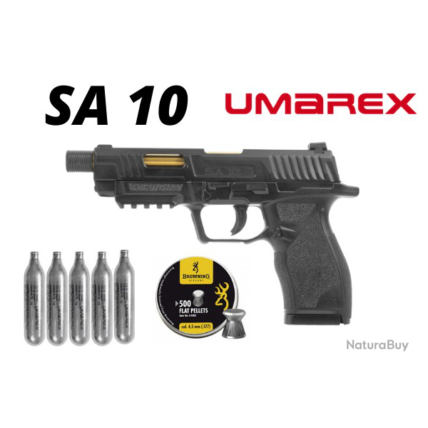 Pack Pistolet  plombs diabolos CO2 Umarex SA10 4,5 mm  CO2 + Sparclettes ! PROMO