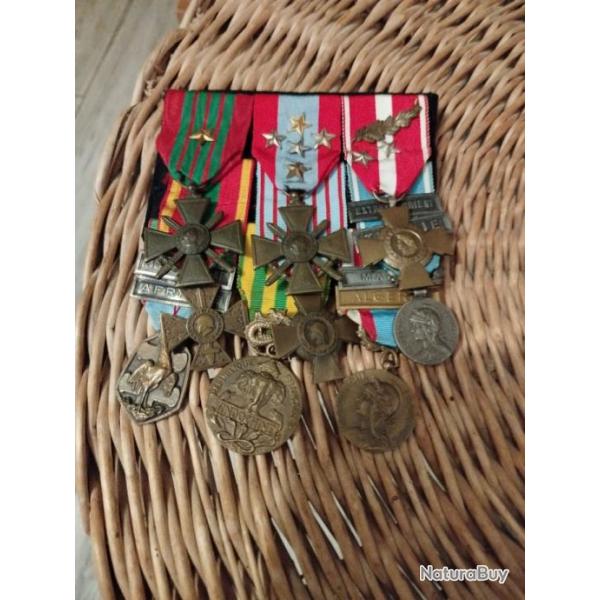 Placard de 9 mdailles indochine.algerie Tunisie maroc croix de guerre
