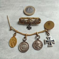 Médailles miniatures et broche allemandes de la Première Guerre Mondiale