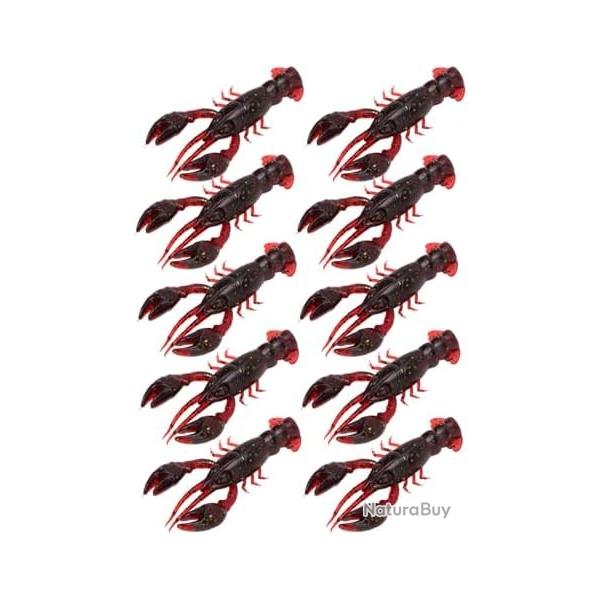 Leurres Peche Achigan 10Pcs 5.5cm Eau Douce Salee Ecrevisses Homard PVC Souple