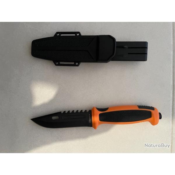 Couteau de survie Meyson Black / Orange Fluo