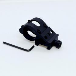 FIXATION PICATINNY UNIVERSEL POUR LAMPE TACTIQUE AVEC REVETEMENT ANTI TRACES [PEINTURE] NOIR NEUF.