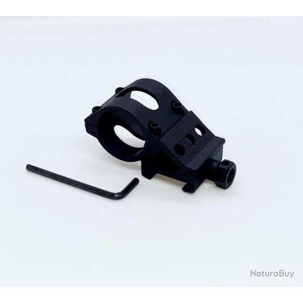 FIXATION PICATINNY UNIVERSEL POUR LAMPE TACTIQUE AVEC REVETEMENT ANTI TRACES [PEINTURE] NOIR NEUF.