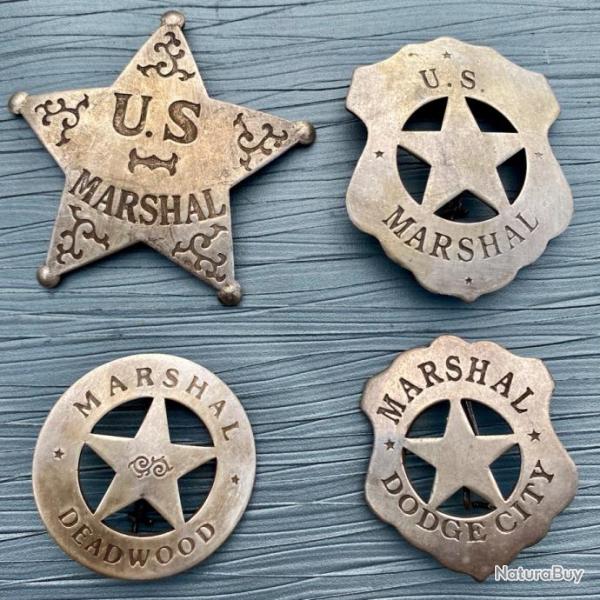 4 Reproductions anciennes de badges de Marshal