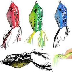 Leurres Peche Grenouille 4pcs Topwater 3D Yeux Crochet Souple 4-5cm Surface