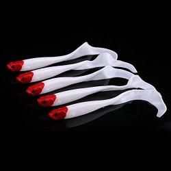 Appats Peche Queue Leurres Boucles Artificiels Mous 13cm Blanc Rouge Grub Lac Mer