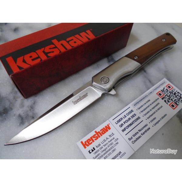 Couteau Kershaw Enhance A/O Lame Acier Inox Manche Bois Liner Lock Clip KS1419