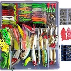 Kit 273 Leurres Peche Spinnerbaits Minnow Popper Crayon Jigs Crochets Grenouille Appat