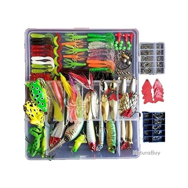 Kit 273 Leurres Peche Spinnerbaits Minnow Popper Crayon Jigs Crochets Grenouille Appat