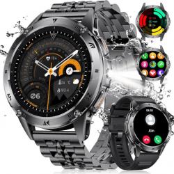 Montre Connectée Homme avec 1.43'' AMOLED Écran/LED Lampe/530mAh Batterie,Smartwatch Homme avec 110+