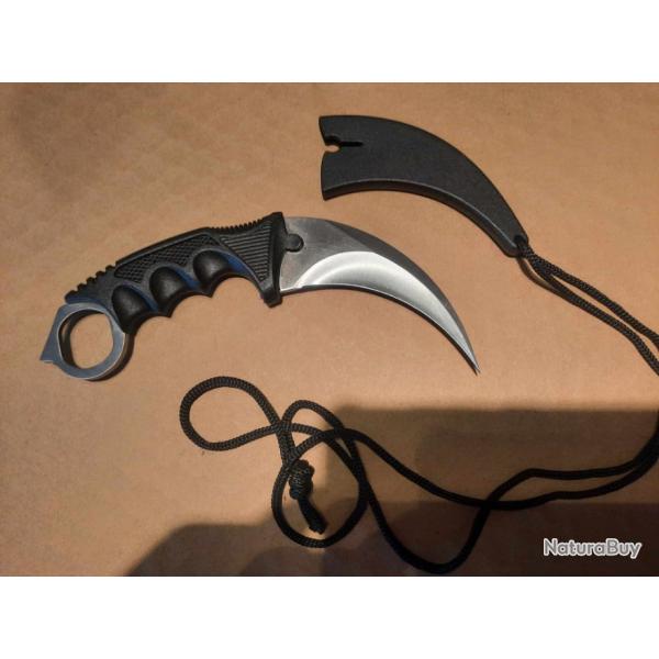 Couteau Griffe S-TEC Karambit Lame Acier Inox Manche ABS Etui Plastique