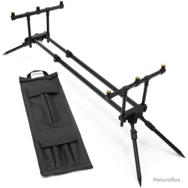 Rod Pod 3 Canne Carpe Reglable Sac Transport 70x18x9cm Montage Rapide