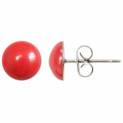 Boucles d'oreilles puces avec cabochon rond en bambou des mers