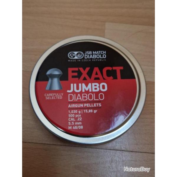 Boite de 500 plombs Jsb Exact jumbo  5,5mm