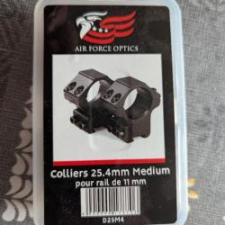 Colliers air force optics 25.4 mm hauteur medium pour rail de 11mm