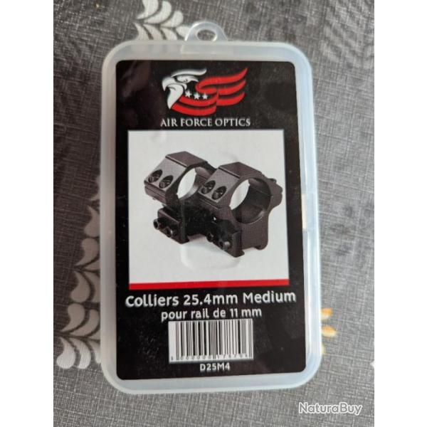 Colliers air force optics 25.4 mm hauteur medium pour rail de 11mm