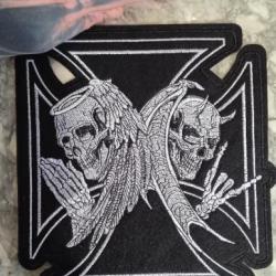 patch biker german cross croix moto rock