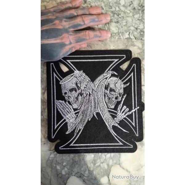 patch biker german cross croix moto rock